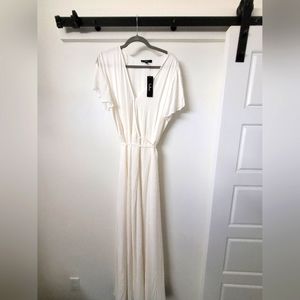 Lulu's Ivory Wrap Maxi Dress